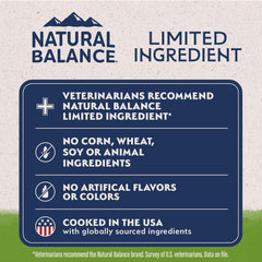 Natural Balance bowl of kibble with ingredients showing balanced nutrition benefit