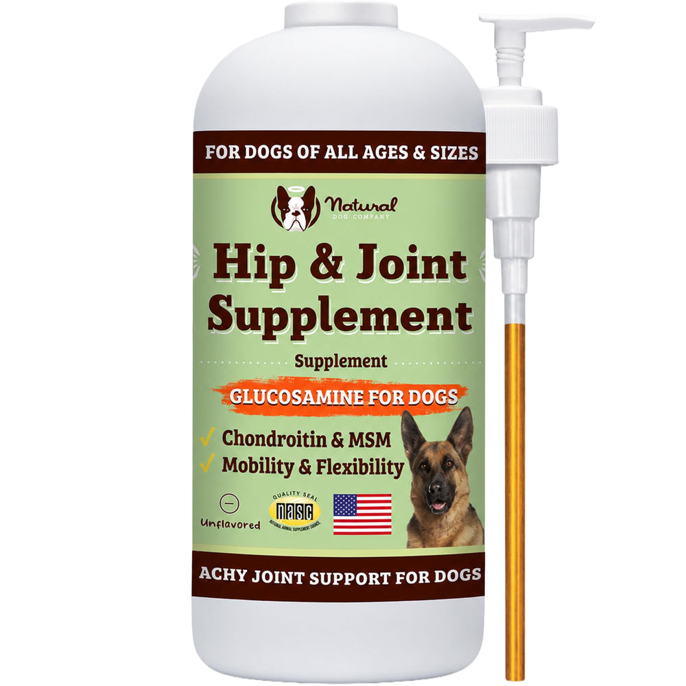 Natural Dog Company front bottle view showing product and benefits