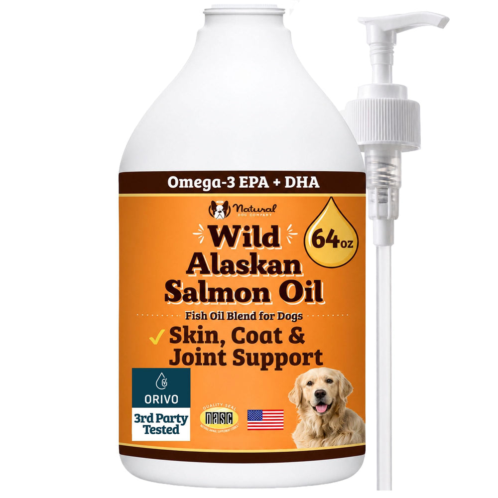 Natural Dog Company front label showing product identity and benefits