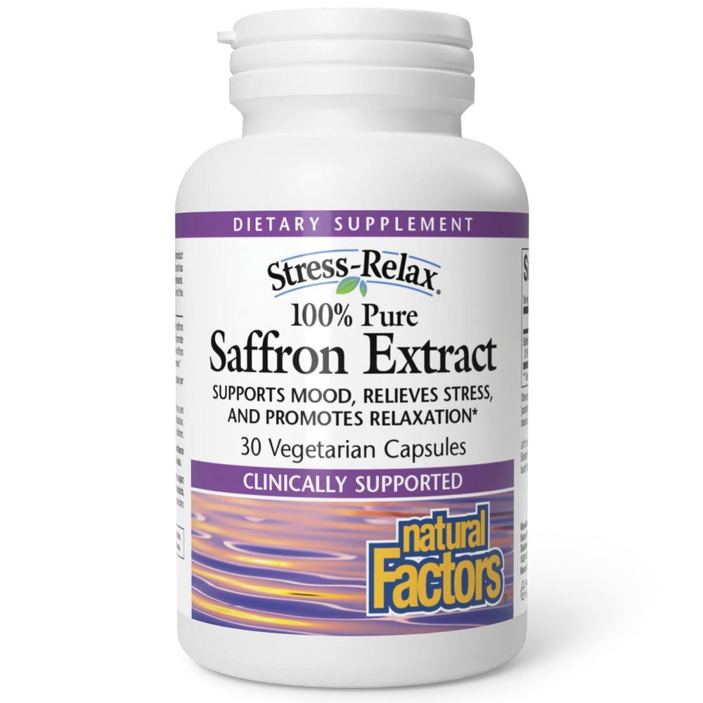 Natural Factors front packaging showing saffron supplement and clear benefits