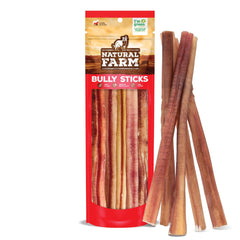 Natural Farm front packaging showing 5-count odor-free bully sticks and clear labeling benefit