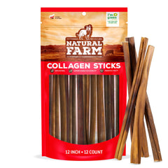 Natural Farm front packaging showing 12-inch collagen chews and benefits