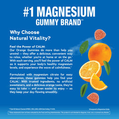 Natural Vitality Calm gummies beside coin showing serving size and portion clarity