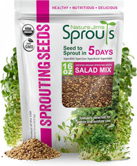 Nature Jims Sprouts front packaging showing organic 1 lb bag and clear labeling benefit: easy sourcing