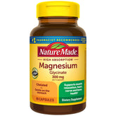 Nature Made bottle front view showing Magnesium Glycinate label and benefits