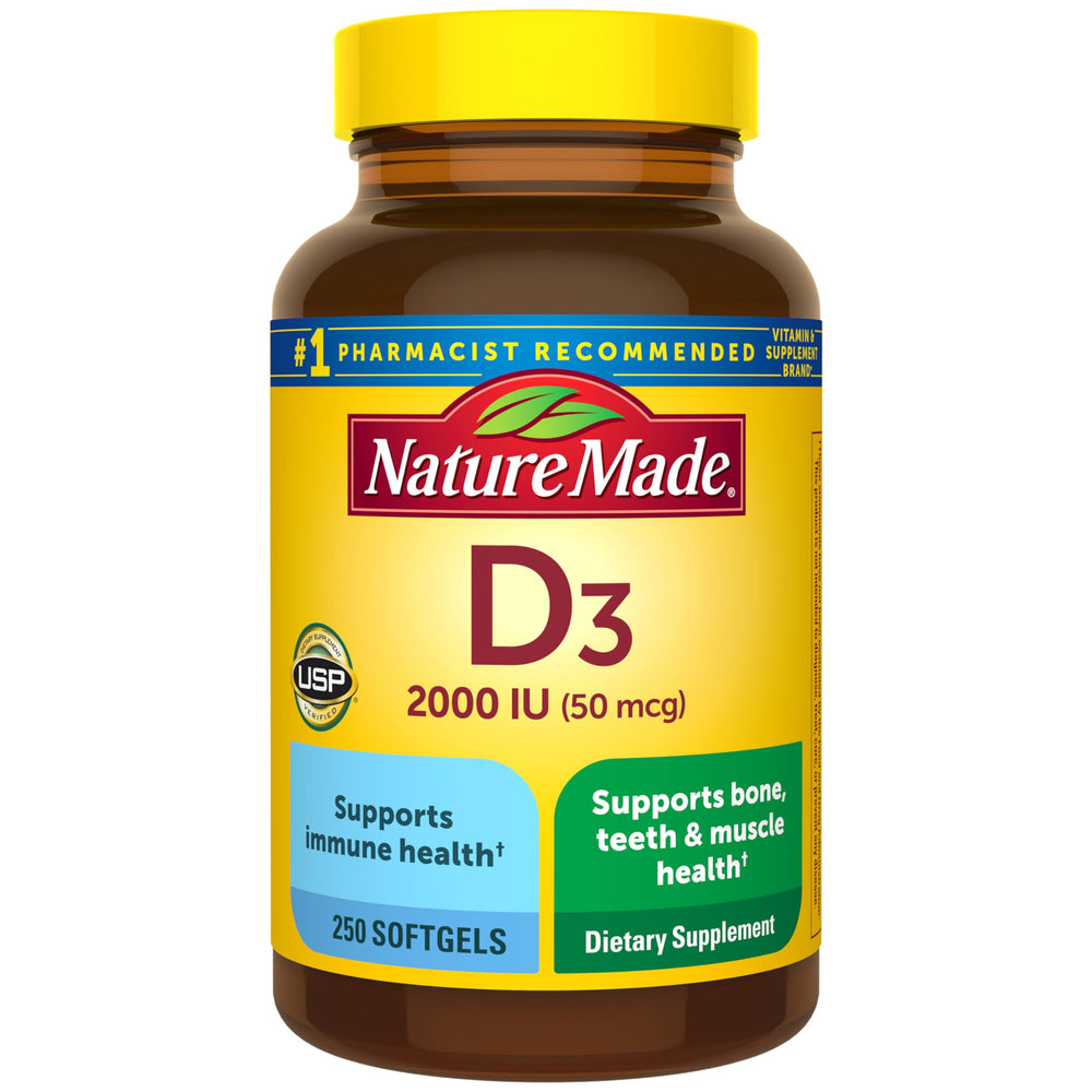 Nature Made front bottle showing product name and 250 softgels benefit clarity