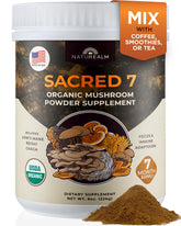 Naturealm sacred 7 front jar view showing product branding and benefits