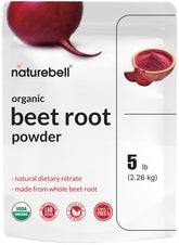 NatureBell front pouch view showing 5 lb beetroot powder and branding benefit convenience