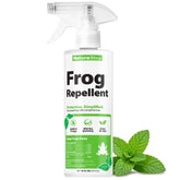 NatureStop bottle front label showing clear frog repellent branding and purpose