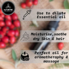 Naturevibe Botanicals oil pouring from spoon highlighting smooth texture