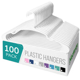 NEATERIZE front pack of 100 white hangers showing value and uniform storage