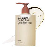 Nécessaire front bottle of Olibanum body wash showing packaging and easy-pump use benefit