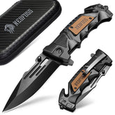 NedFoss DA75 front view showing compact folded knife and clip benefit