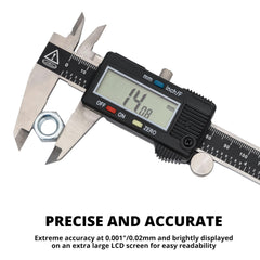 NEIKO caliper large LCD closeup for fast, easy-to-read measurements on jobsite