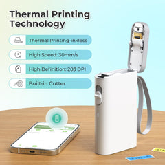 Nelko P21 with label roll installed showing correct paper placement for reliable printing