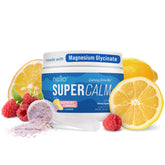 Nello Supercalm front canister showing brand and raspberry lemonade flavor, easy portability benefit