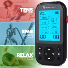 Neocarbon close-up LCD and buttons providing clear status and control