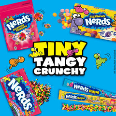 NERDS colorful pieces scattered on surface displaying variety and visual fun