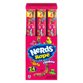 NERDS showing front packaging and bright rainbow ropes for easy identification