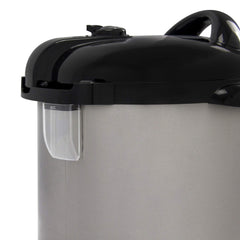 NESCO focus on locking lid and safety latch, emphasizes secure pressure sealing