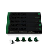 Nespresso Capriccio front packaging showing 50-count pack and benefits