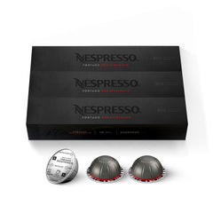 Nespresso Fortado Decaffeinato capsule close-up highlighting aluminum freshness seal and strength