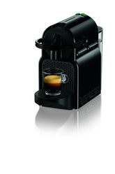 Nespresso Inissia front view in black showing compact design and quick brewing benefit