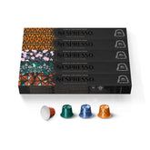 Nespresso front packaging showing 50-count variety pack and easy morning variety