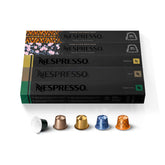 Nespresso variety pack front view showing capsule box and brand benefit