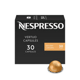 Nespresso Golden Caramel front box showing product identity and convenience