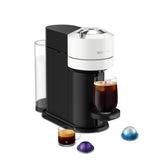 Nespresso Vertuo Next front view showing compact white design and controls for easy placement