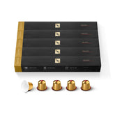 Nespresso Volluto Decaffeinato box front showing packaging and capsule count benefit of convenience
