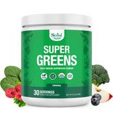 Nested Naturals front packaging showing organic super greens for daily nutrition