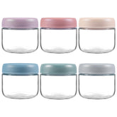 NETANY front view of six 8oz glass jars showing tidy packaging and organized storage benefit