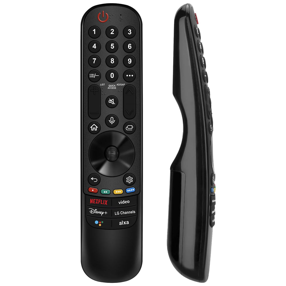 Nettech remote front view showing full button layout and clear labels for easy control