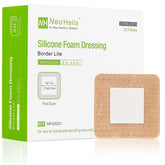 NEUHEILS front packaging showing 2x2 bordered dressings and quantity benefit