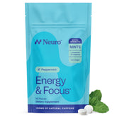 Neuro front packaging showing peppermint mints and tin for quick identification and convenience