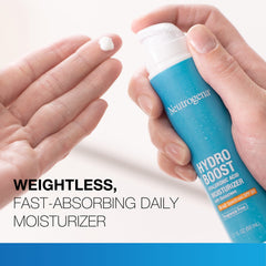 Neutrogena applying moisturizer on hand illustrating fast-absorbing, non-greasy finish
