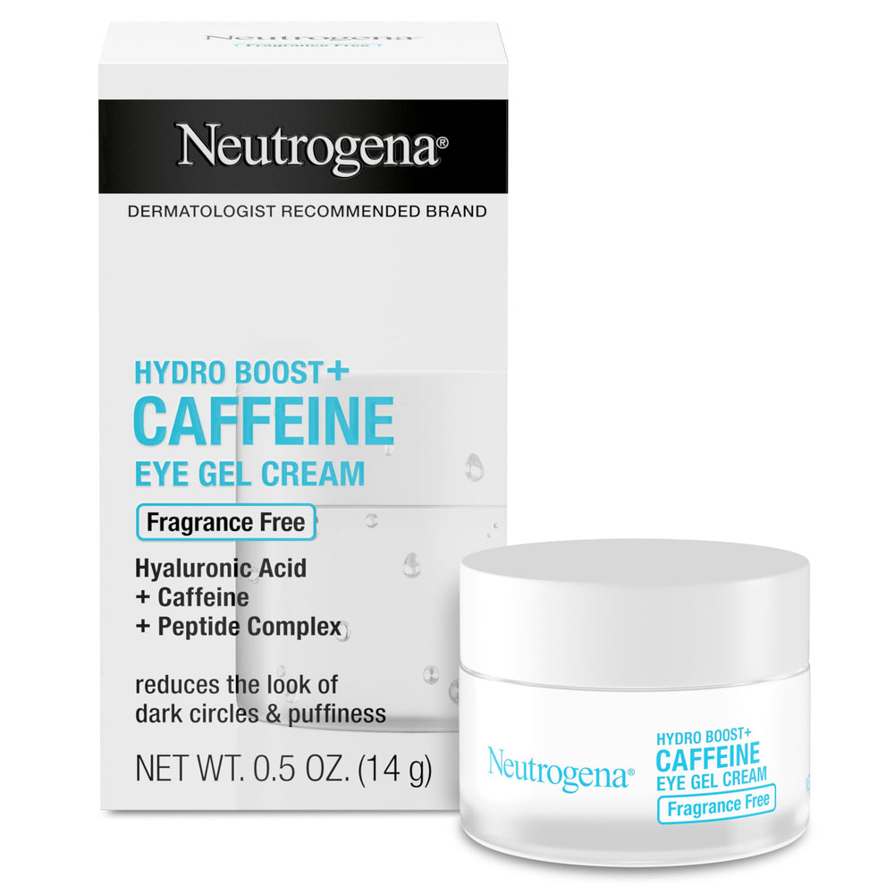 Neutrogena Hydro Boost eye cream front jar showing compact 0.5 oz size for travel-friendly hydration