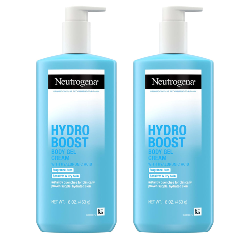 Neutrogena front view of twin 16 oz tubs showing packaging and size benefit