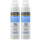 Neutrogena front packaging showing twin SPF 70 cans and sport branding for reliable protection