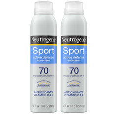 Neutrogena front packaging showing twin SPF 70 cans and sport branding for reliable protection