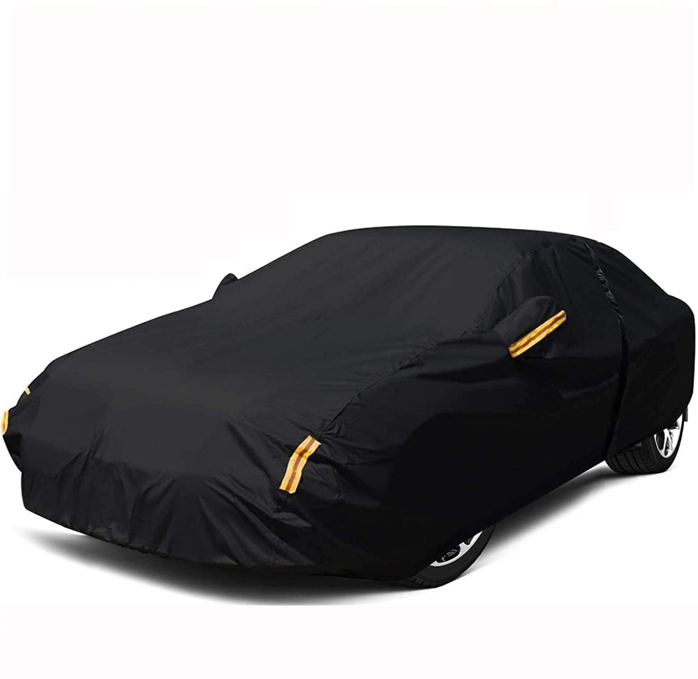 NEVERLAND front view of cover protecting sedan, shows full protection benefit