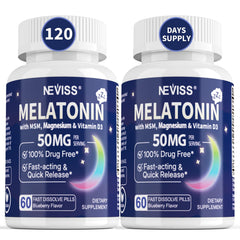NEVISS front packaging showing 50mg tablets and key benefits