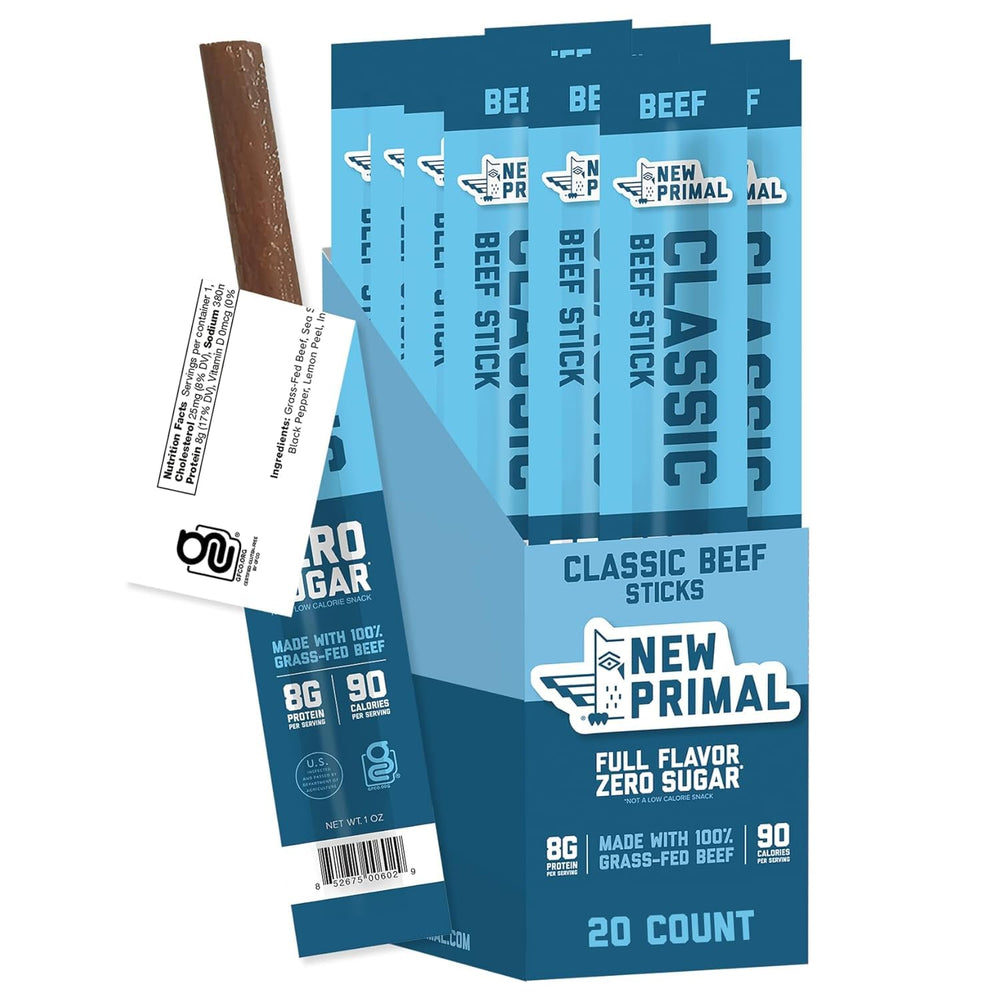 The New Primal front packaging showing 20-count box and branding benefit convenience