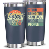 NewEleven front view of 20 oz tumbler showing birthday design and durability