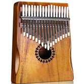 Newlam kalimba front view showing keys and warm tone