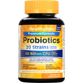 NewRhythm front packaging showing bottle and benefits for digestive support