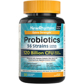 NewRhythm front packaging showing product name and benefits for gut support