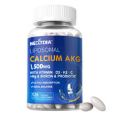 Nextdia bottle front view showing liposomal calcium AKG and benefits